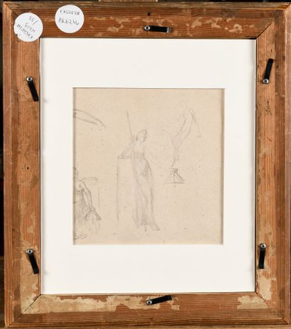 null Jean-François MILLET (1814-1875) Fraternité Charcoal on paper formerly pale...