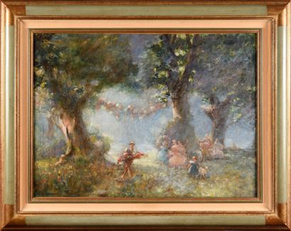 null Albert CRESWELL (1862-1936) Fête champêtre Oil on canvas, signed lower left,...