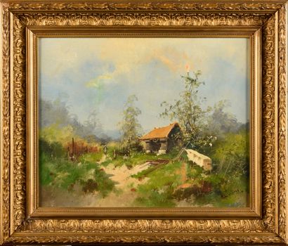 null Eugène GALIEN-LALOUE (1854-1941) Paysage à la ferme Oil on canvas Signed lower...