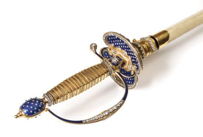  LUXURIOUS GOLD SWORD OF A PRINCE OR HIGH DIGNITARY ENRICHED WITH ABOUT 370 DIAMONDS....