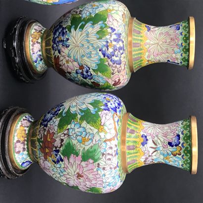 null CHINE



Deux paires de vases en bronze cloisonné. Une paire à décors de fleurs...