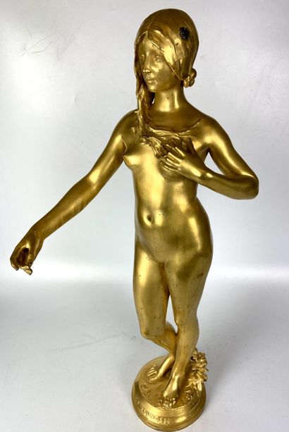null Antonin Jean Paul CARLES (1851-1919) La Jeunesse Sculpture en bronze doré et...