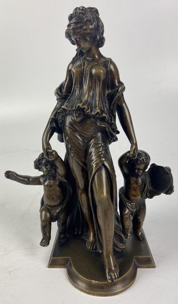 null Claude-Michel CLODION (1738-1814) D'après Femme et enfants Groupe en bronze...