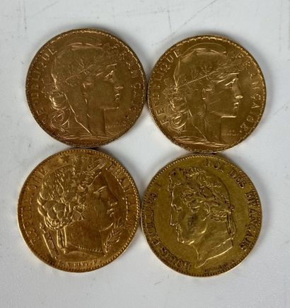 FRANCE 4 coins 20 francs gold Weight : 25.7...