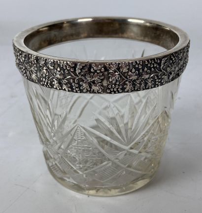 SMALL cut crystal VASE, the silver frame...