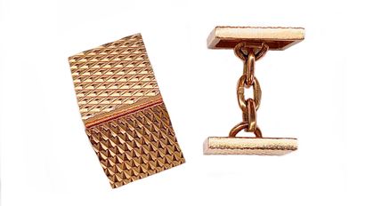 Pair of 18K yellow gold cufflinks with a...