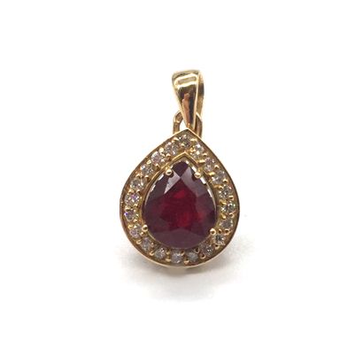 null PENDANT "PIGEON'S BLOOD RUBY" decorated with a 2 carat pear-shaped "Pigeon's...