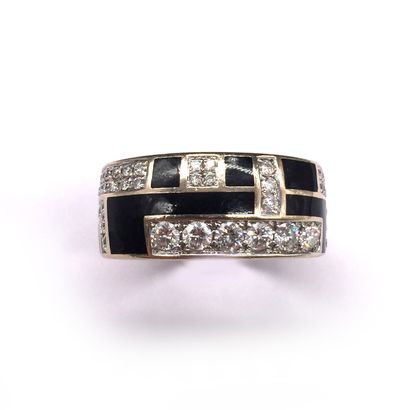 null RING MAUBOUSSIN with an asymmetrical geometric decoration composed of brilliant-cut...
