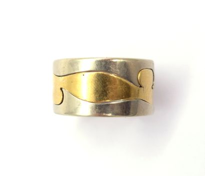 RING in 18k yellow and white gold in triptych...
