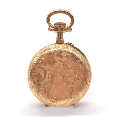 null POCKET WATCH white background, Arabic numerals. The obverse is finely chased...
