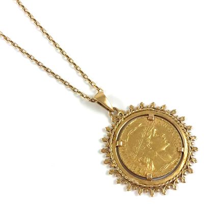 PENDANT adorned with a gold coin of twenty...