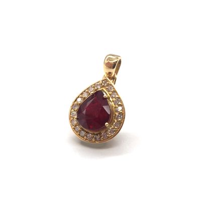 null PIGEON'S BLOOD RUBY PENDANT set with a 2-carat pear-shaped "Pigeon's Blood"...