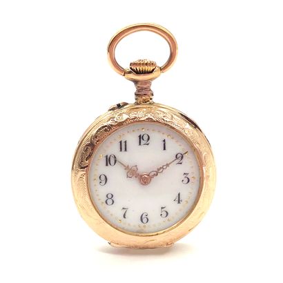 null POCKET WATCH white dial with Roman numerals. Chased back with foliage decoration....