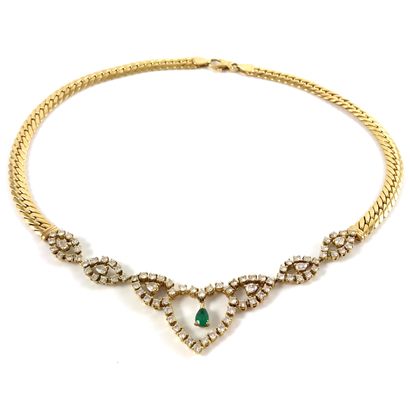 null NECKLACE featuring a shuttle design with brilliant cut diamonds ending in a...
