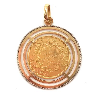 null Gold pendant, 20 francs, also called "20 francs or Napoleon III non laureate"...