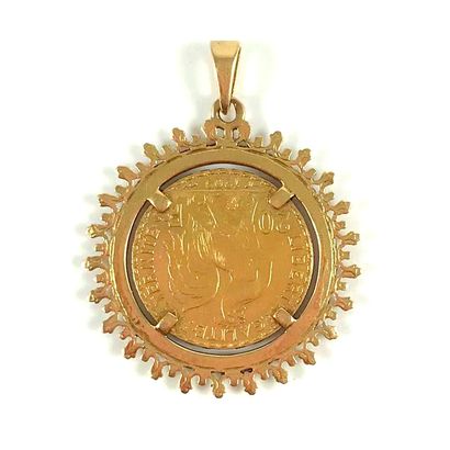 null PENDANT adorned with a gold coin of twenty francs of the French Republic, dated...