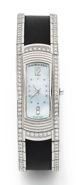 null MAUBOUSSIN, Circa 2000 "Lady M" watch with rectangular dial, screw lock, signed....