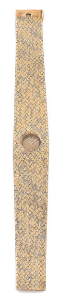 null JEAGER LECOULTRE WATCH with a round dial, golden background, Arabic numerals....