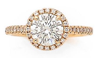 null RING set with a brilliant-cut diamond, surrounded by brilliant-cut diamonds....