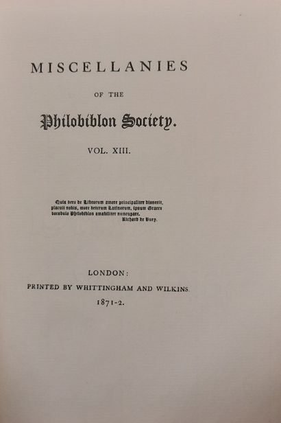 null PHILOBIBLON SOCIETE MISCELANIES 5 volumes reliés percaline. : -Volume 10. 1866....