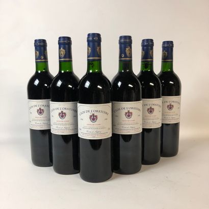 null 6 bouteilles CLOS DE L'ORATOIRE 1995 1er GC Saint-Emilion (niveaux très léger...