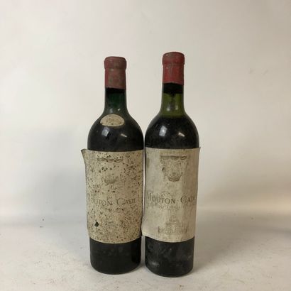 null 2 bouteilles MOUTON CADET 1956 Bordeaux (niveaux haute épaule, étiquettes léger...