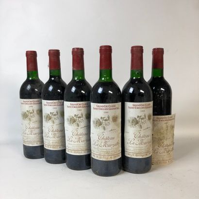 null 6 bouteilles CHÂTEAU LA MARZELLE 1988 GC Saint-Emilion Grand Cru (niveaux :...