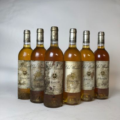 null 6 bouteilles JURANÇON 1995 Clos Uroulat (bouteilles et etiquettes très sales,...