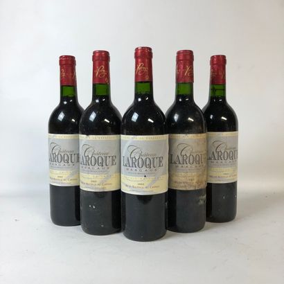 null 5 bouteilles CHÂTEAU LAROQUE 2003 Margaux (étiquettes fanées, 1 marquée, sale,...