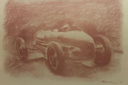 Claude Berton, né en 1936: Bugatti 59 
Lithographie,...