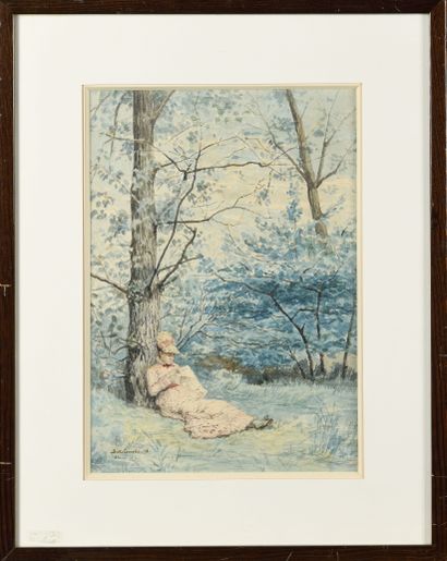 null SOKOLOWSKI ZYGMUND (1857-1888)

Dame sous un arbre

Aquarelle sur papier

Signé,...