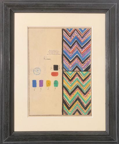 null DELAUNAY SONIA (1885-1979)

Essais de couleurs. Double motif zébré pour un projet...