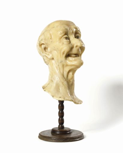 null FRENCH EDUCATION OF THE 19th CENTURY Head of an old man Wax and traces of ink...