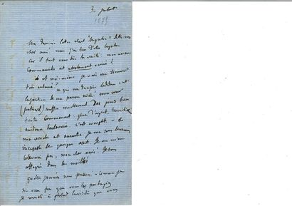 null FLAUBERT (Gustave). Lettre autographe signée [à Ivan Tourguéniev]. [Croisset],...