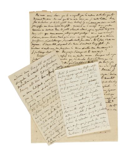 null DELACROIX (Eugène). 2 lettres autographe à madame de Pron. RARISSIMES LETTRES...