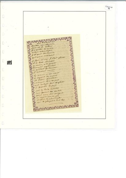 null POMPADOUR ( Jeanne-Antoinette Poisson, marquise de). Manuscrit poétique autographe....