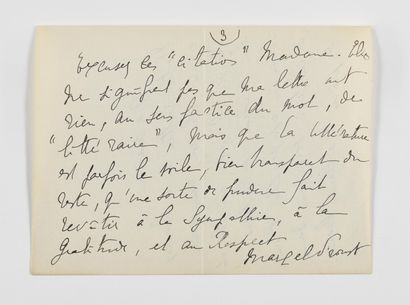 null PROUST (Marcel). Lettre autographe signée « Marcel Proust » à une dame. 3 pp....