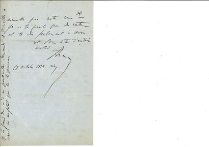 null LISZT (Franz). Lettre autographe signée [À HECTOR BERLIOZ]. Weimar, 18 octobre...