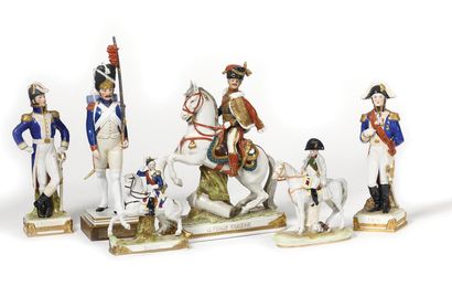 null SET OF THREE FIGURES ON HORSE AND THREE ON FOOT: a-Emperor Napoleon I. 17 x...