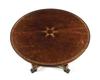 null EXCEPTIONAL "ANTIQUE" GUERIDON of round shape in mahogany, mahogany veneer,...