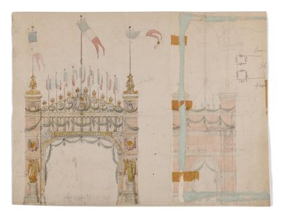 null BALTARD - L’ARC DE TRIOMPHE DE L’ARMEE D’ORIENT (1855) ENSEMBLE DE 4 DOCUMENTS...