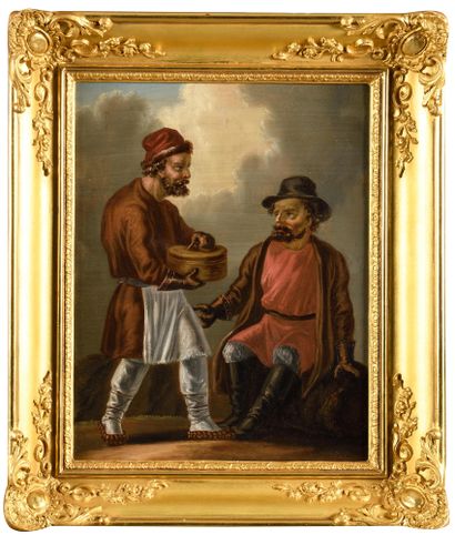 null RUSSIAN PAINTER OF THE 19th CENTURY

Butter seller

Oil on metal

32 x 34,5...