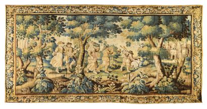 null 
IMPORTANTE TAPISSERIE DE FELLETIN 

(REGION D’AUBUSSON) FIN XVIIEME, DEBUT...