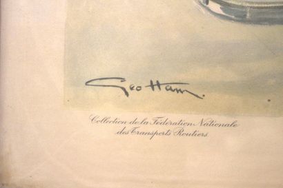 null Géo HAM (Georges Hamel) 1900-1972 

Départ des Autocars

Estampe signée en bas...