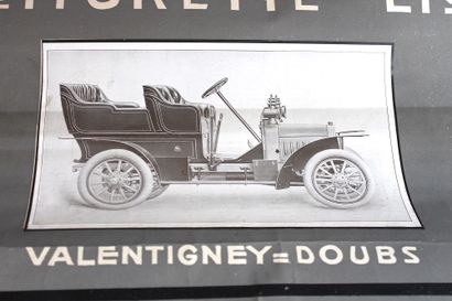  Walter THOR ( 1870- 1929) 
 Peugeot voiturette Lion 
Affiche d'intérieur signée...