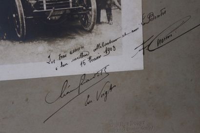  Photo dédicacée des trois créateurs des Automobiles Charron 
Photo des trois créateurs...