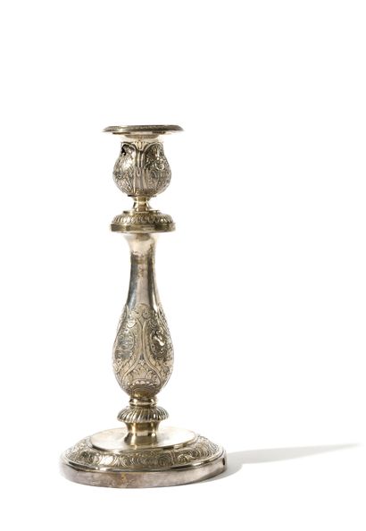 null CANDLESTICK

Chased silver

Marks: WIBERG, H Д, 1837, 84

26 x 12 cm. 323 gr.

Moscow,...