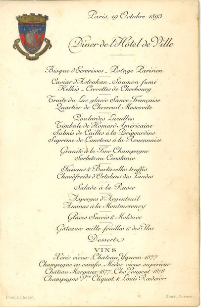 null [MEMORIES OF THE VISIT OF THE RUSSIAN SQUADRON TO PARIS IN 1893]

MENU of the...
