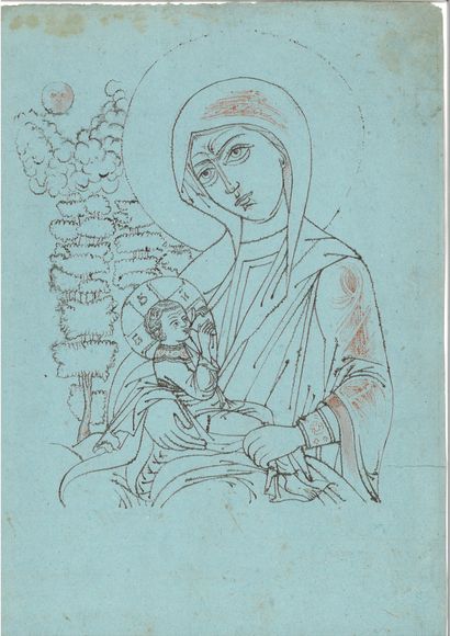 LOT OF 5 PREPARATORY DRAWINGS FOR ICONS 
Russia,...