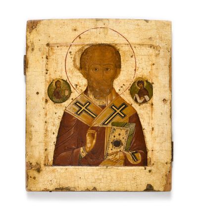 null ICON "SAINT NICOLAS

Tempera on wood 

Russia, 17th century 

31,5 x 27,2 cm

As...